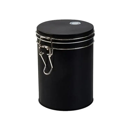 Black and silver hermetic food storage pots kitchen metal canister