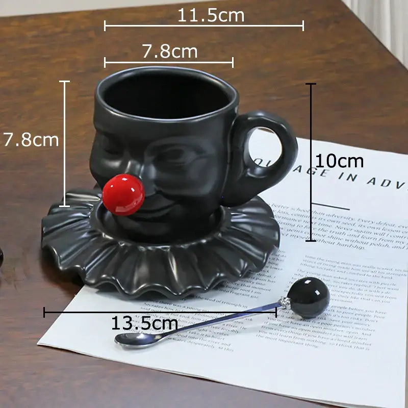 Black and silver joker head cup saucer porcelain coffee set dining room