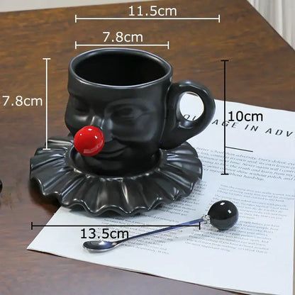 Black and silver joker head cup saucer porcelain coffee set dining room