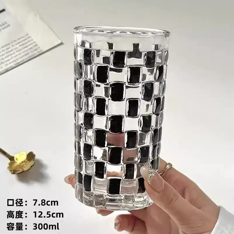 Black and silver mosaic glass cups set – kitchen drinkware