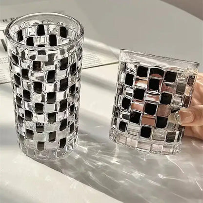 Black and silver mosaic glass cups set – kitchen drinkware