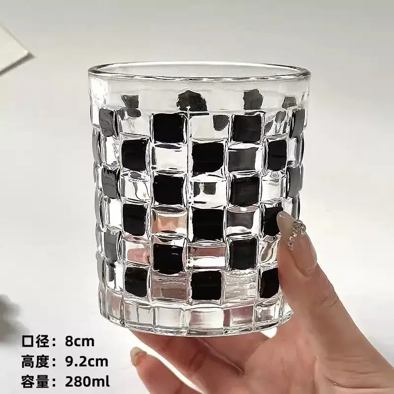 Black and silver mosaic glass cups set – kitchen drinkware