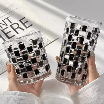 Black and silver mosaic glass cups set – kitchen drinkware