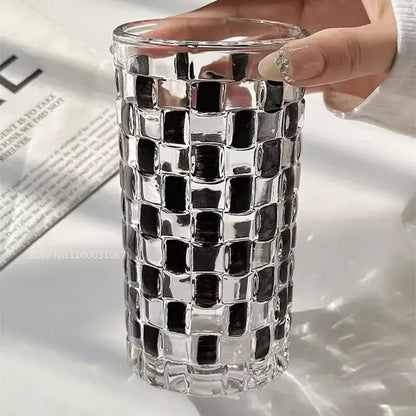 Black and silver mosaic glass cups set – kitchen drinkware
