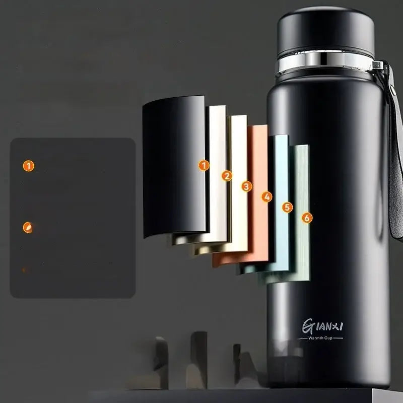 Black and silver stainless steel 24hr cold cup – kitchen travel thermos