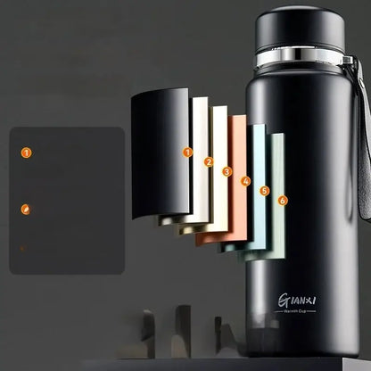 Black and silver stainless steel 24hr cold cup – kitchen travel thermos