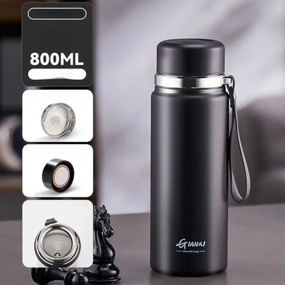 Black and silver stainless steel 24hr cold cup – kitchen travel thermos
