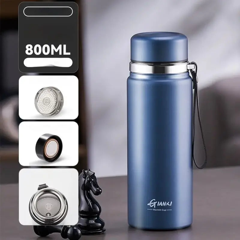 Black and silver stainless steel 24hr cold cup – kitchen travel thermos