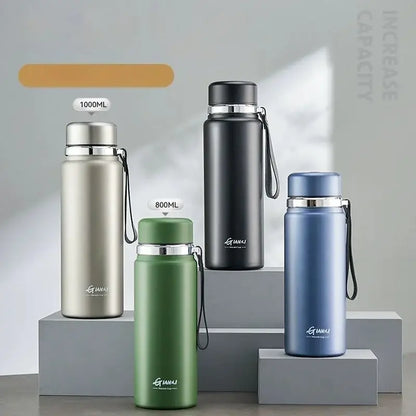 Black and silver stainless steel 24hr cold cup – kitchen travel thermos