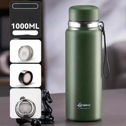 Black and silver stainless steel 24hr cold cup – kitchen travel thermos
