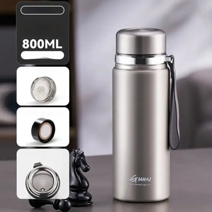 Black and silver stainless steel 24hr cold cup – kitchen travel thermos