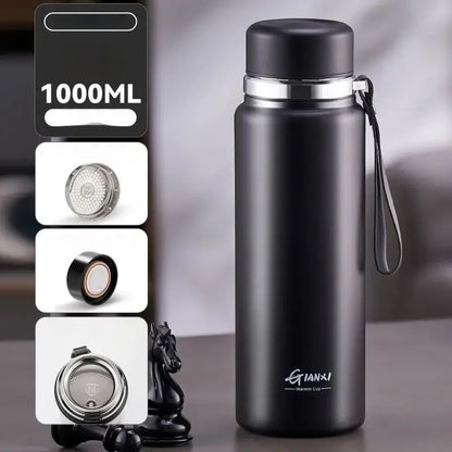 Black and silver stainless steel 24hr cold cup – kitchen travel thermos