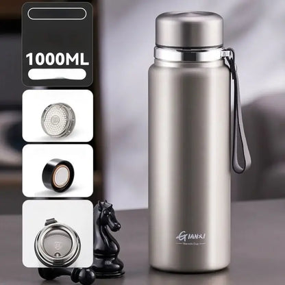 Black and silver stainless steel 24hr cold cup – kitchen travel thermos