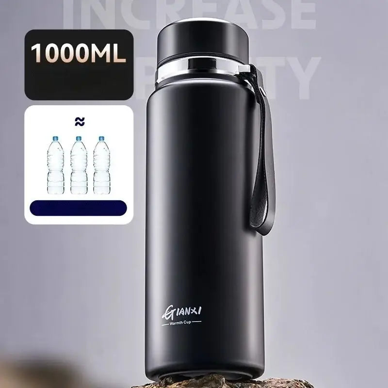 Black and silver stainless steel 24hr cold cup – kitchen travel thermos