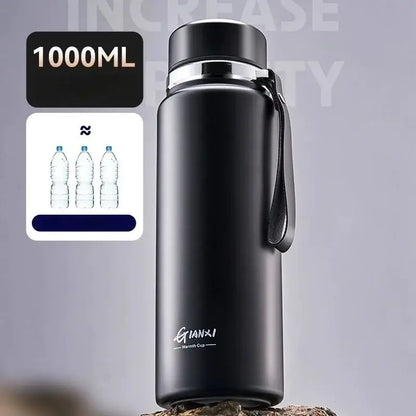 Black and silver stainless steel 24hr cold cup – kitchen travel thermos