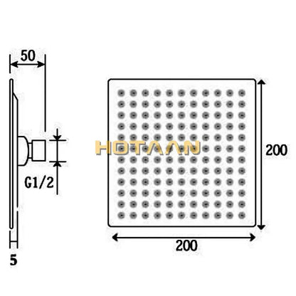 Black and silver stainless steel square shower head for bathroom