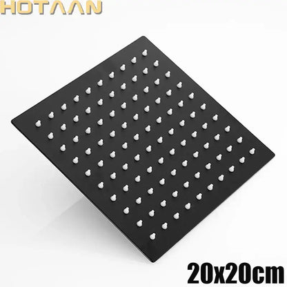Black and silver stainless steel square shower head for bathroom