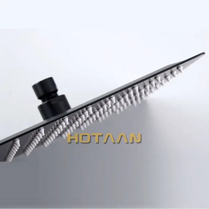 Black and silver stainless steel square shower head for bathroom