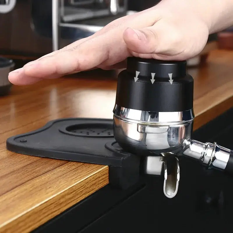 Black and stainless steel adjustable coffee tamper kitchen barista tool