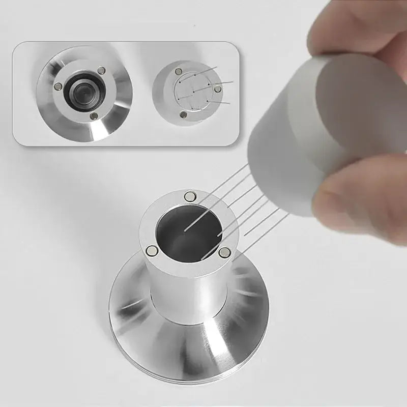 Black and stainless steel coffee distributor tamper set kitchen tool