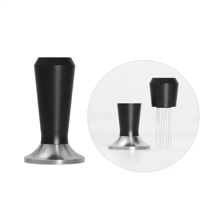Black and stainless steel coffee distributor tamper set kitchen tool