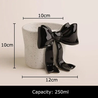 Black and white bowknot porcelain coffee cup dining room mug