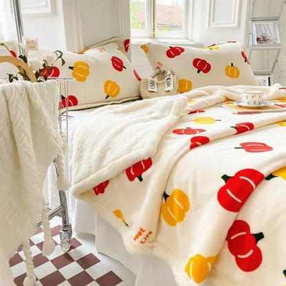 Black and white cartoon print cozy blanket bedroom sheep duvet set