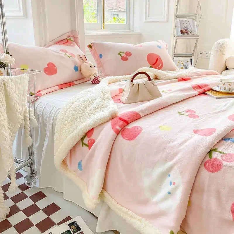 Black and white cartoon print cozy blanket bedroom sheep duvet set