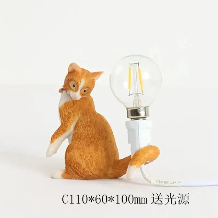 Black and white cat resin table lamp bedroom decor