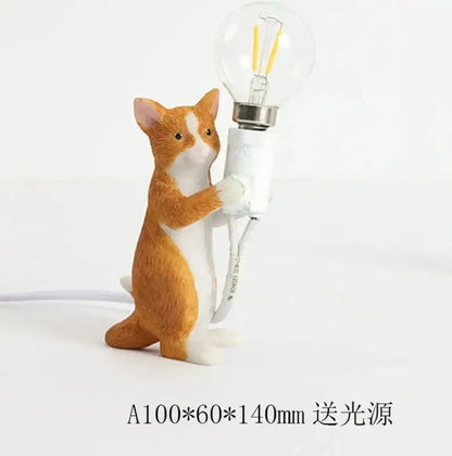 Black and white cat resin table lamp bedroom decor
