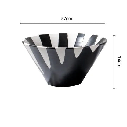 Black and white check geometric ceramic vase living room floral pot