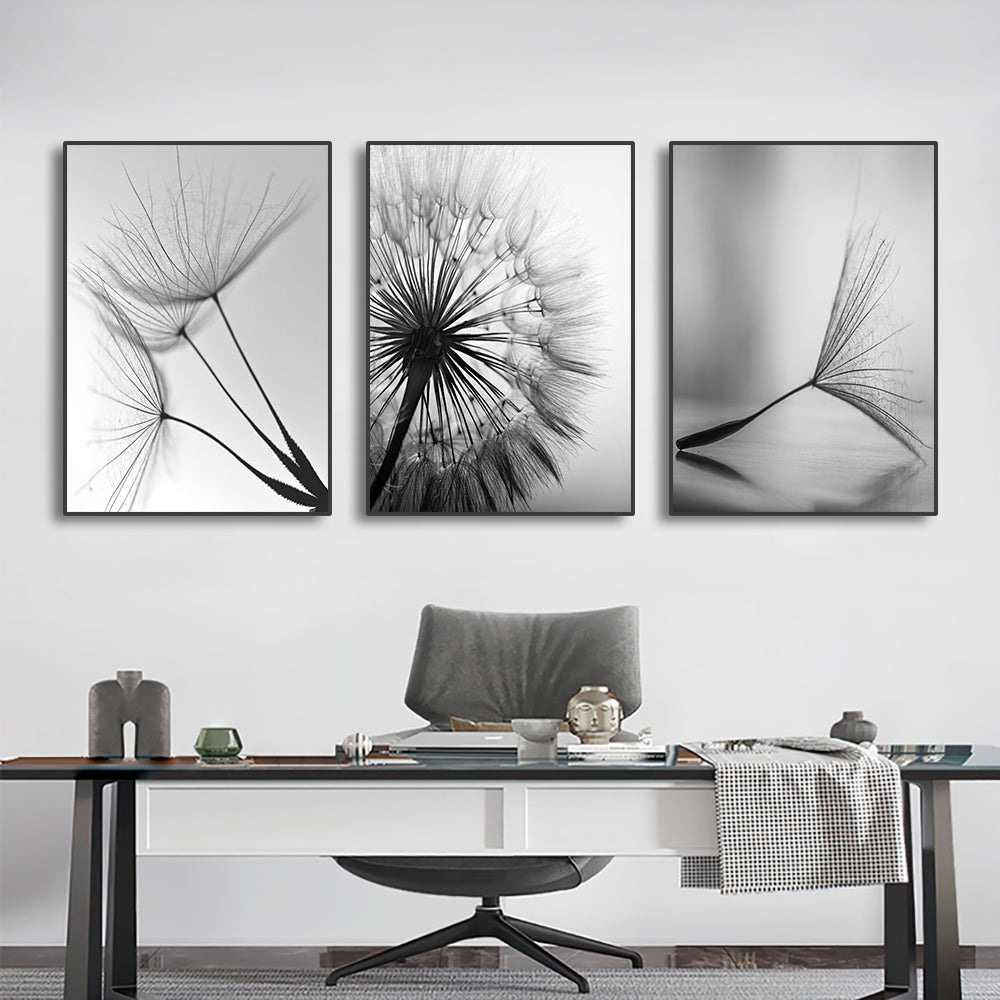 DecorBites™ Black and White Dandelion Canvas Wall Art