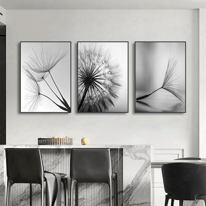 DecorBites™ Black and White Dandelion Canvas Wall Art