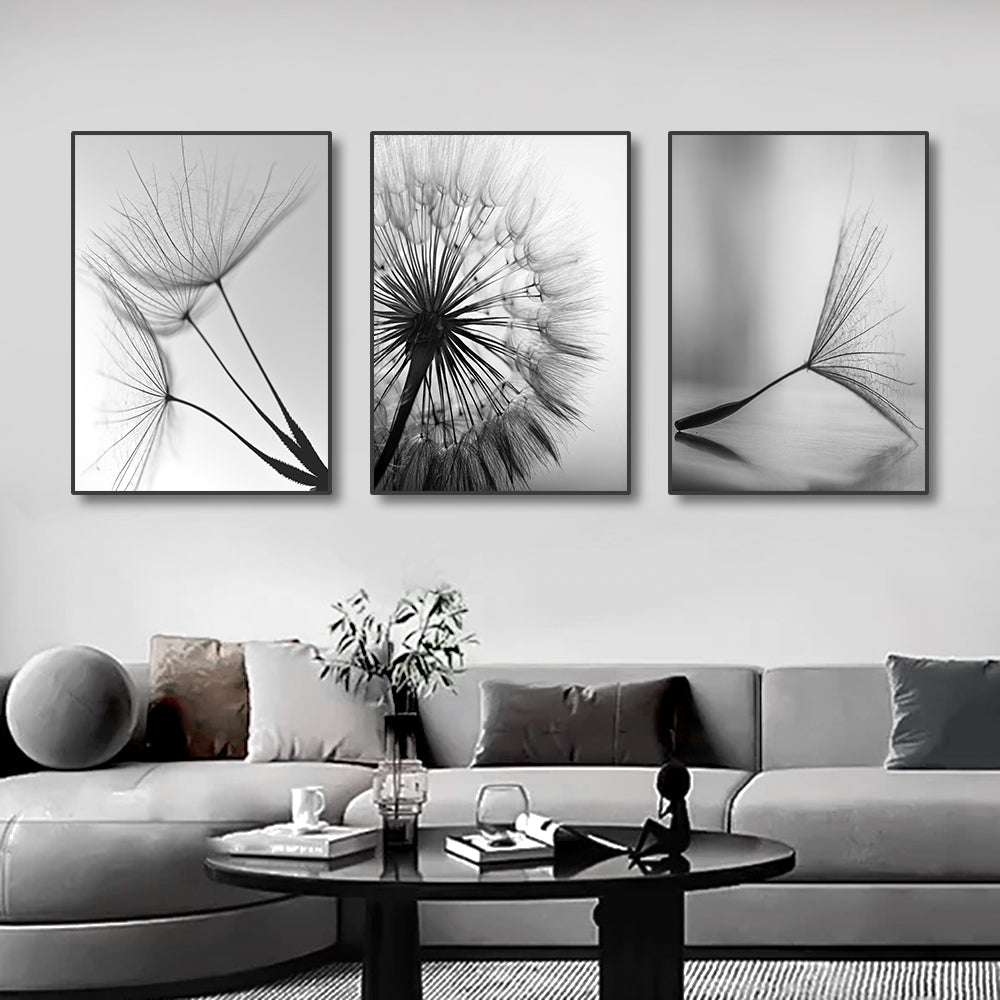 DecorBites™ Black and White Dandelion Canvas Wall Art