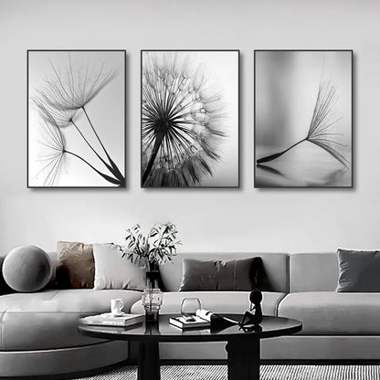 DecorBites™ Black and White Dandelion Canvas Wall Art