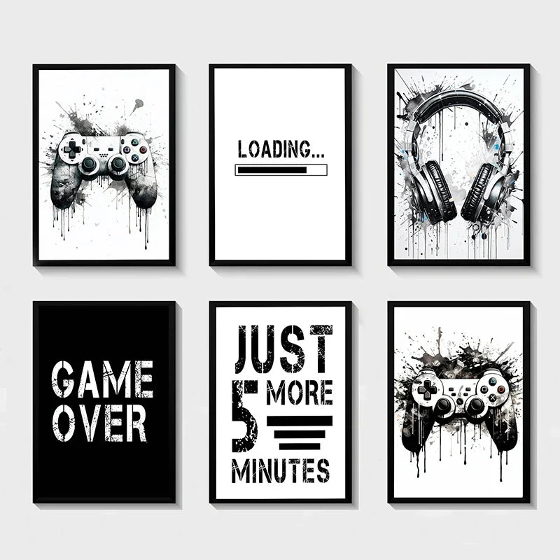DecorBites™ Black and White Game Controller Wall Art
