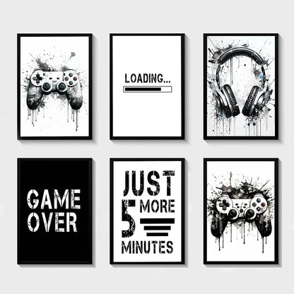 DecorBites™ Black and White Game Controller Wall Art