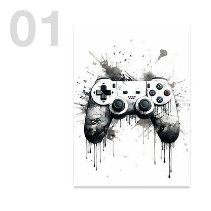 DecorBites™ Black and White Game Controller Wall Art