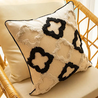 Black and white geometric embroidered cushion cover living room decor