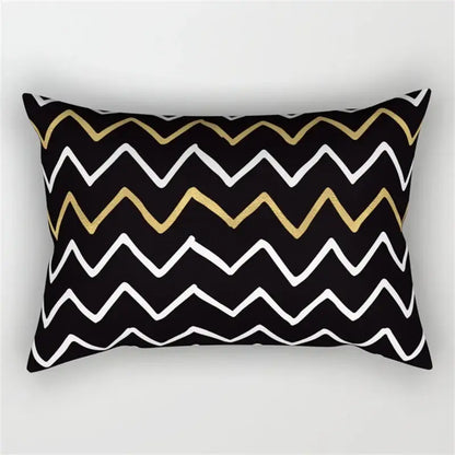 Black and white geometric wave line pillowcase set bedroom decor