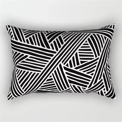 Black and white geometric wave line pillowcase set bedroom decor