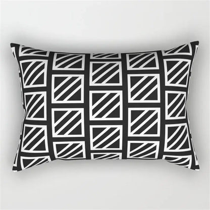 Black and white geometric wave line pillowcase set bedroom decor