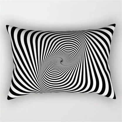 Black and white geometric wave line pillowcase set bedroom decor