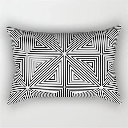 Black and white geometric wave line pillowcase set bedroom decor