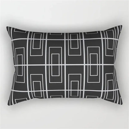 Black and white geometric wave line pillowcase set bedroom decor
