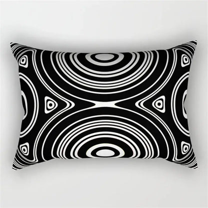 Black and white geometric wave line pillowcase set bedroom decor