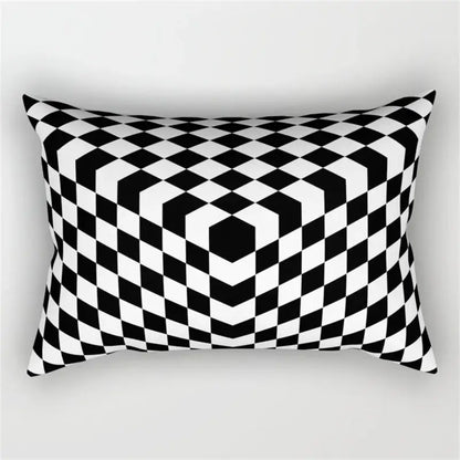 Black and white geometric wave line pillowcase set bedroom decor
