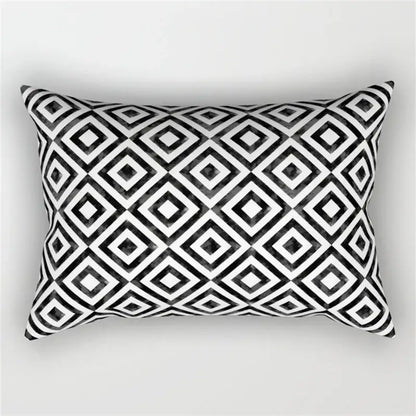 Black and white geometric wave line pillowcase set bedroom decor