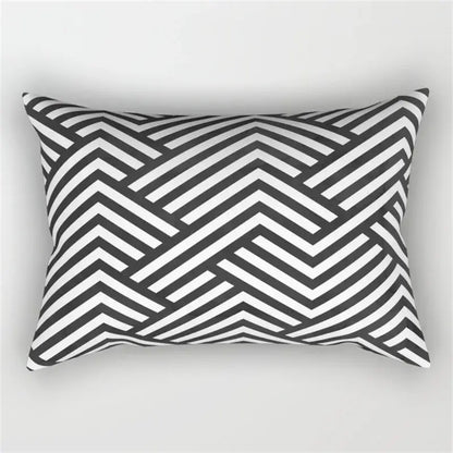Black and white geometric wave line pillowcase set bedroom decor