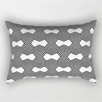 Black and white geometric wave line pillowcase set bedroom decor